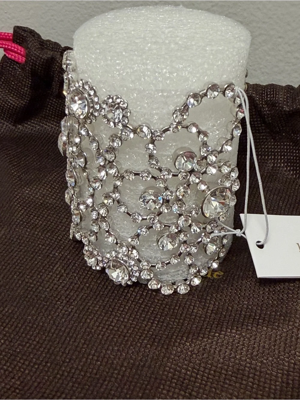 Kate Spade Bridal Crystal Lace Statement Cuff Bracelet Silver Rhinestone NWT - Picture 3 of 8